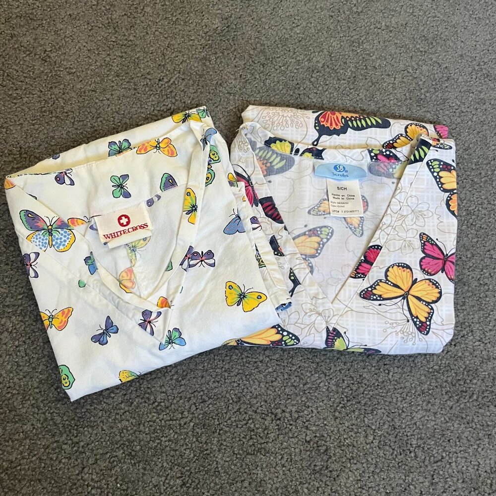 Butterfly Scrub Tops 2, size S